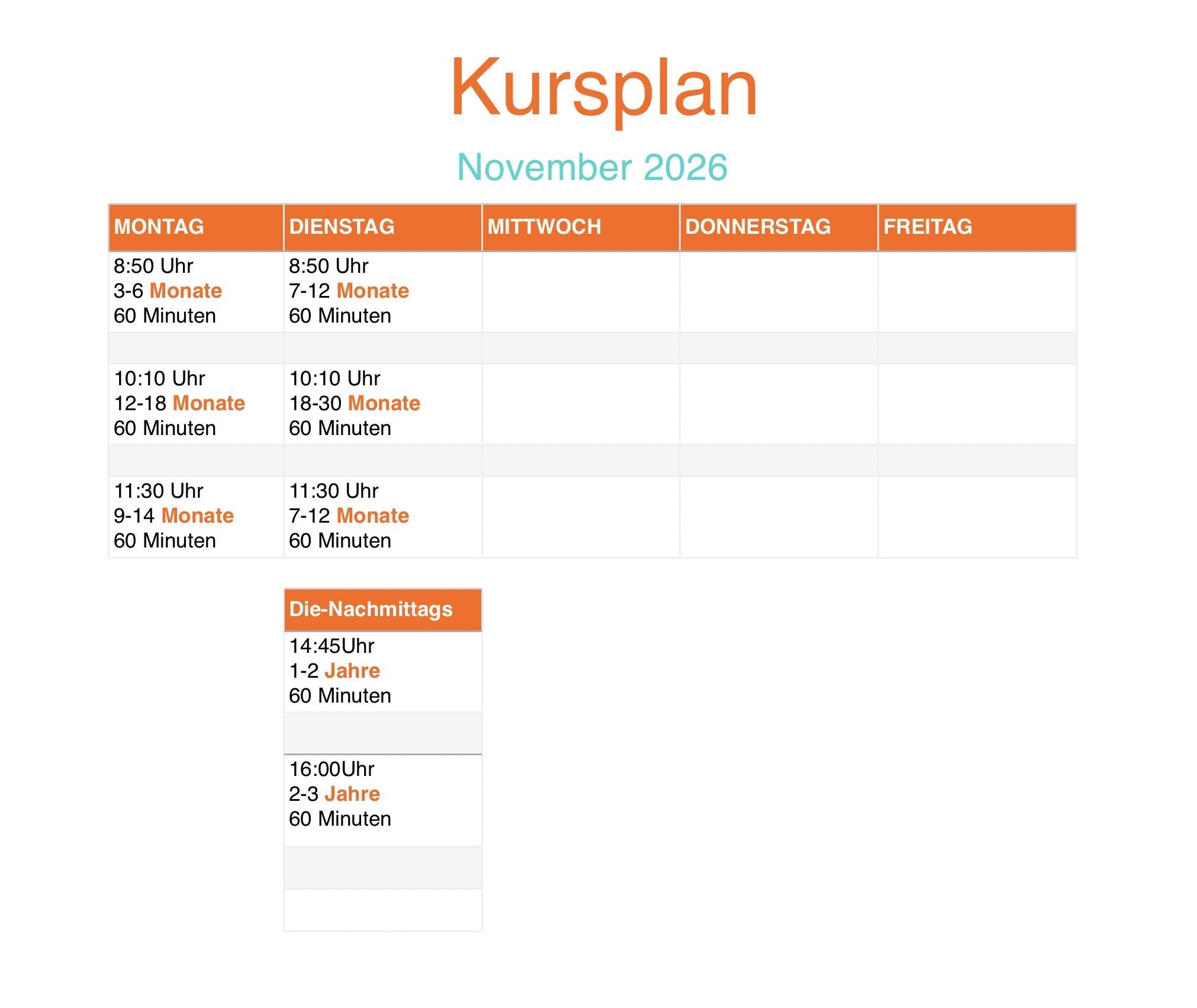 Krümelkiste MG Kursplan ab November
